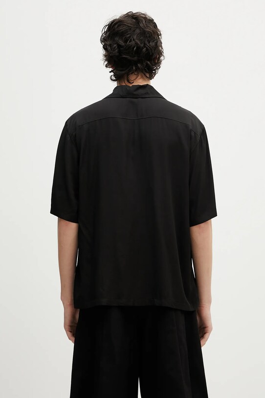 Aries shirt Ancient Column Satin Viscose Hawaiian Shirt AR4080003 black