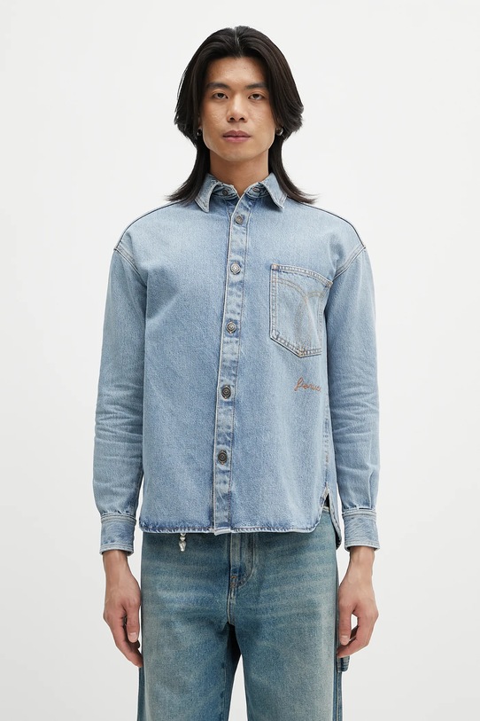 Джинсовая рубашка Fiorucci Open Back Embroidered Denim casual голубой W02SMDSI390DN01DN01