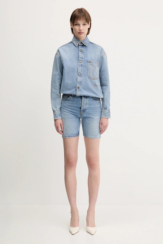 Джинсовая рубашка Fiorucci Open Back Embroidered Denim W02SMDSI390DN01DN01