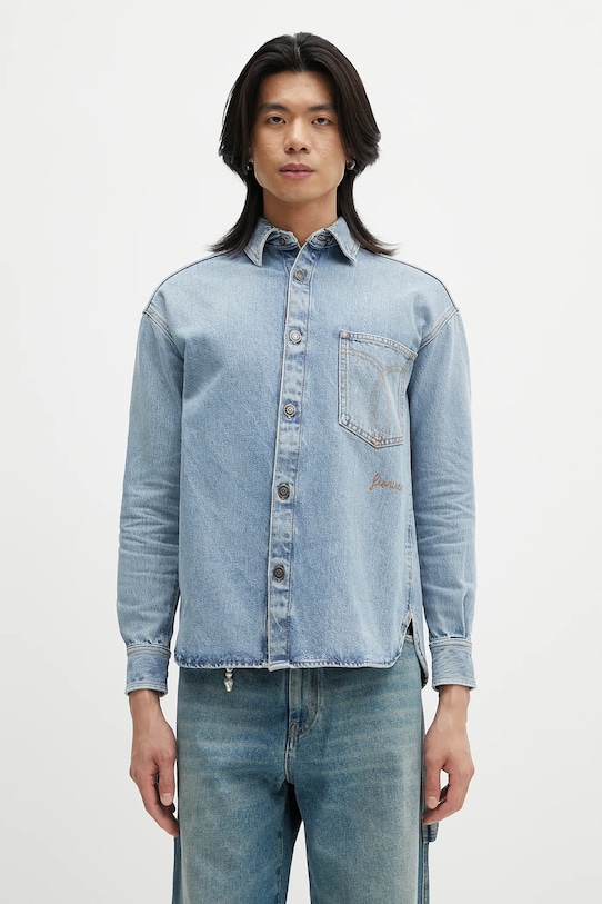 Rifľová košeľa Fiorucci Open Back Embroidered Denim bavlna modrá W02SMDSI390DN01DN01