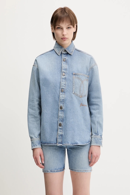 Rifľová košeľa Fiorucci Open Back Embroidered Denim W02SMDSI390DN01DN01 modrá SS25