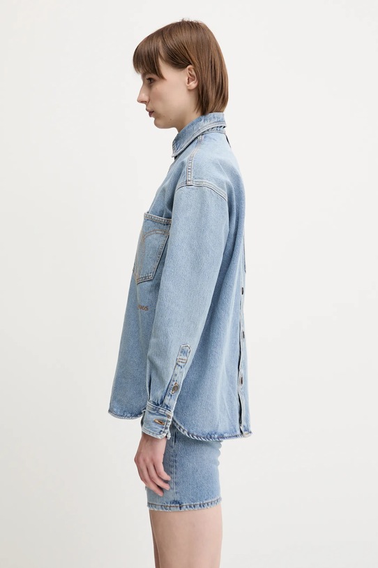 Rifľová košeľa Fiorucci Open Back Embroidered Denim modrá W02SMDSI390DN01DN01