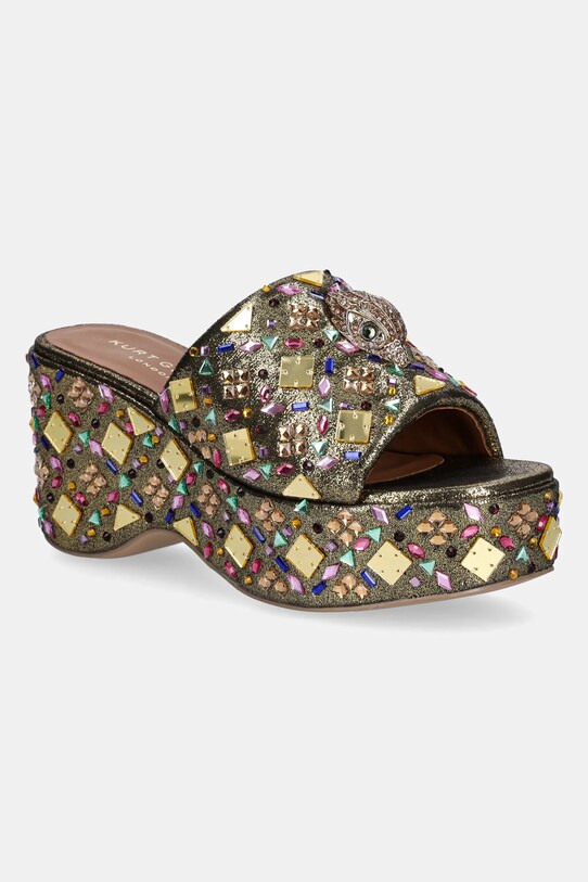 Pantofle Kurt Geiger London Kensington Wedge Mule klín zlatá 8650966609.GOLD