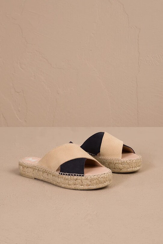 Semišové pantofle Manebi Double Sole X Bands Sandals semišová kůže béžová R.8.0.DX