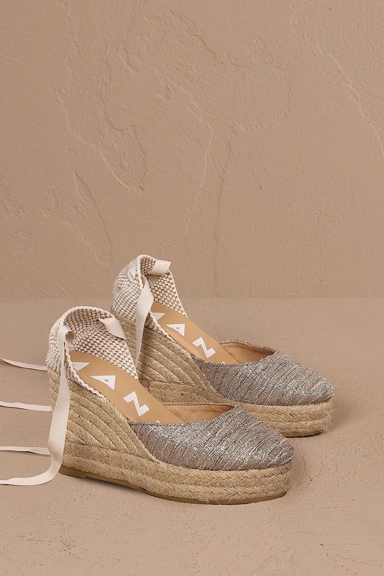 Manebi espadrile Wedge Espadrilles platformă aur H.3.1.WV