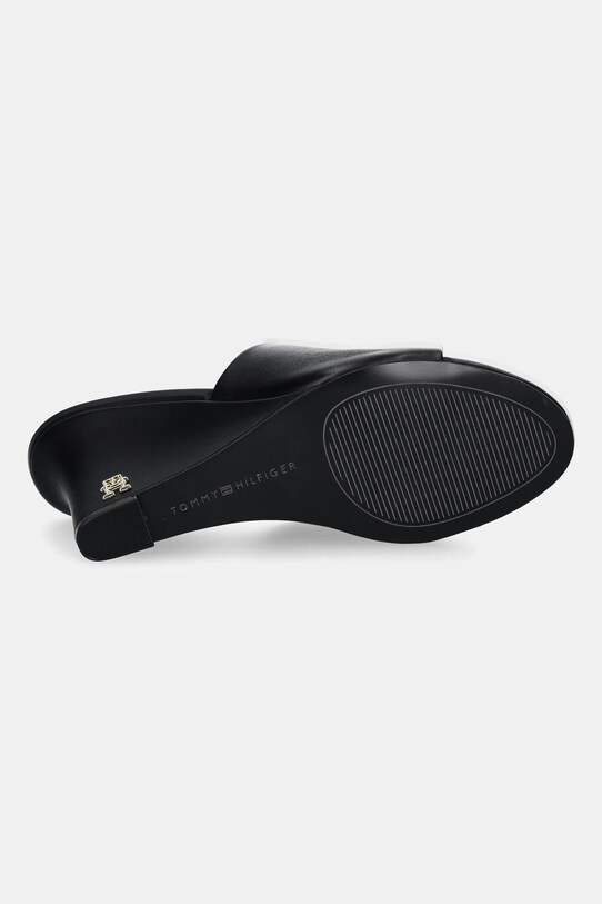 Чехли Tommy Hilfiger LEATHER WEDGE MULE FW0FW08418 черен