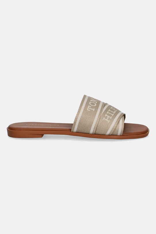 Tommy Hilfiger papuci TOMMY HILFIGER WEBBING MULE FW0FW08421 bej SS25