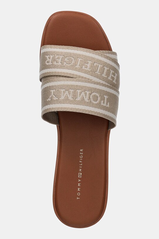 Tommy Hilfiger papuci TOMMY HILFIGER WEBBING MULE bej FW0FW08421