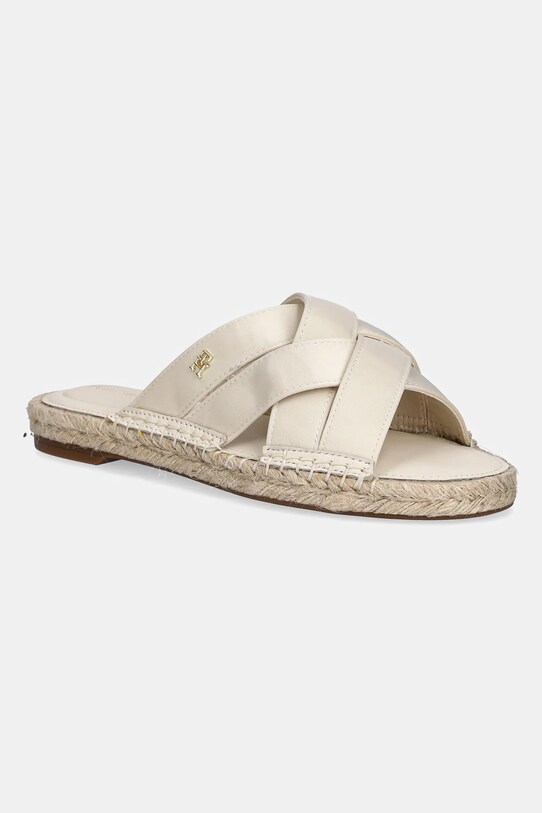 Tommy Hilfiger klapki SATIN ESPADRILLE MULE tekstylny beżowy FW0FW08502