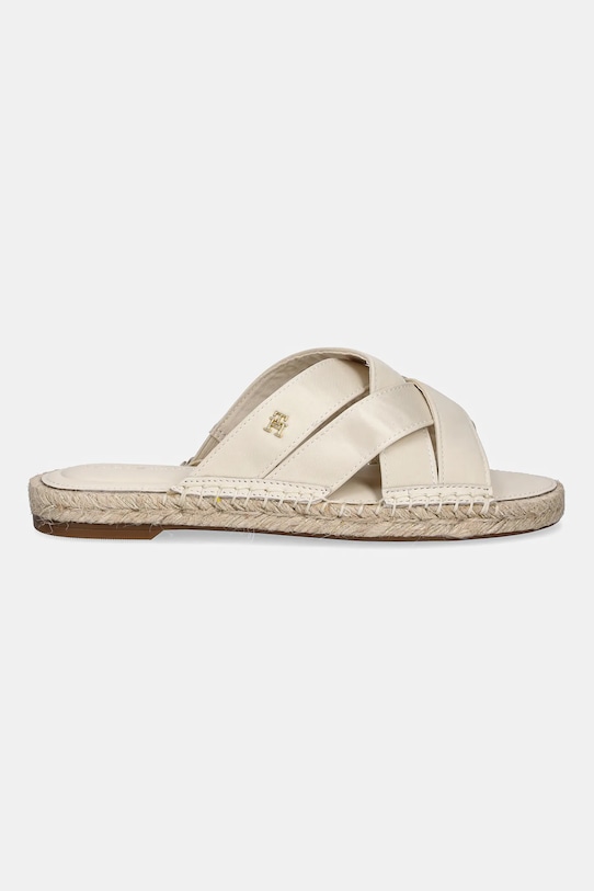 Tommy Hilfiger papuci SATIN ESPADRILLE MULE FW0FW08502 bej SS25