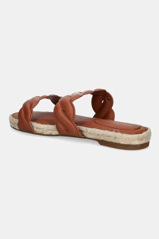 Încălțăminte Tommy Hilfiger slapi de piele LEATHER ROPE ESPADRILLE MULE FW0FW08503 maro
