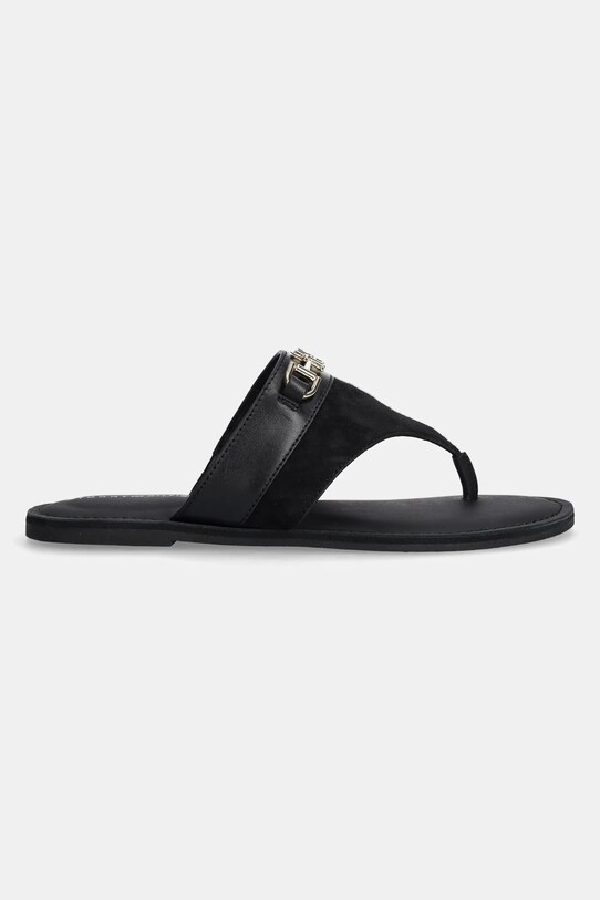 Tommy Hilfiger slapi de piele MIXED LEATHER HORSEBIT THONG FW0FW08506 negru SS25