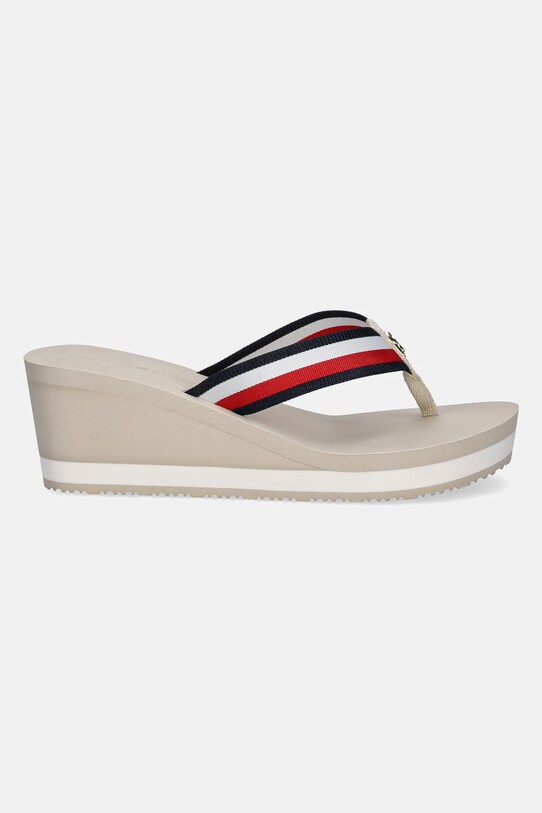 Σαγιονάρες Tommy Hilfiger TH CORPORATE WEDGE BEACH SANDAL FW0FW08520 μπεζ SS25
