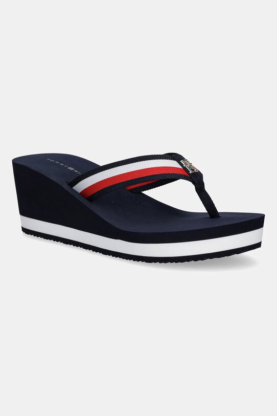 Σαγιονάρες Tommy Hilfiger TH CORPORATE WEDGE BEACH SANDAL πλατφόρμα σκούρο μπλε FW0FW08520