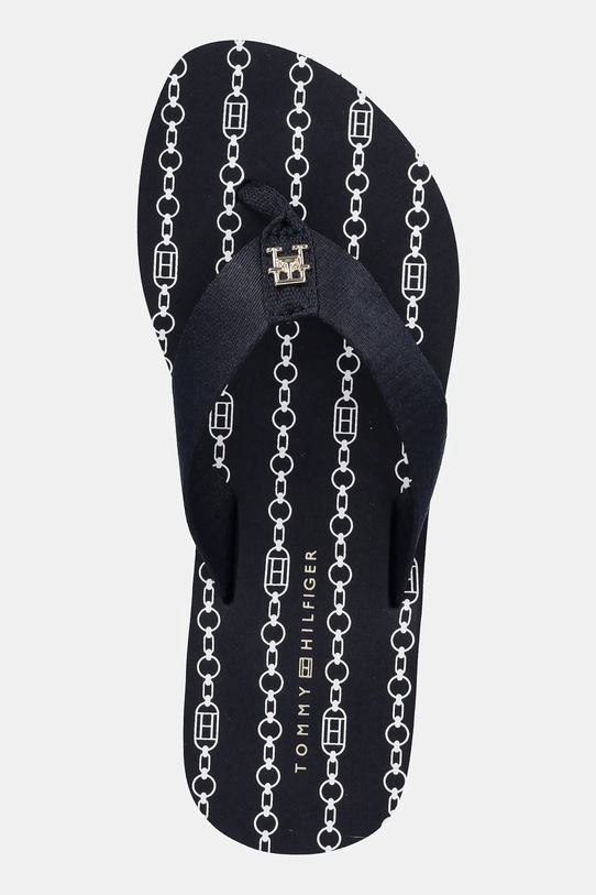 Tommy Hilfiger japonki IM TH CHAINPRINT MIDWEDGE SANDAL granatowy FW0FW08527