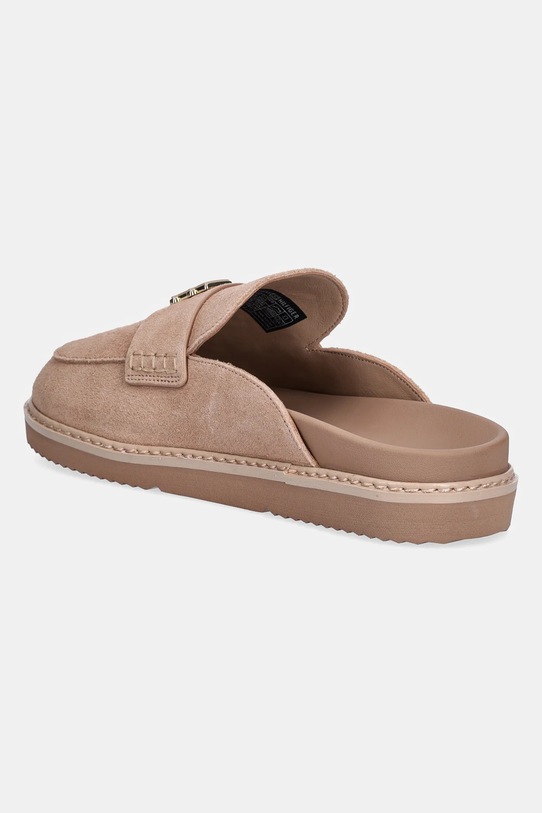 Obuwie Tommy Hilfiger klapki zamszowe SUEDE CLOSED TOE MULE FW0FW08583 beżowy