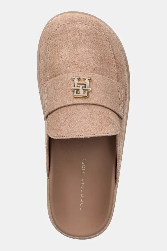 Tommy Hilfiger klapki zamszowe SUEDE CLOSED TOE MULE beżowy FW0FW08583