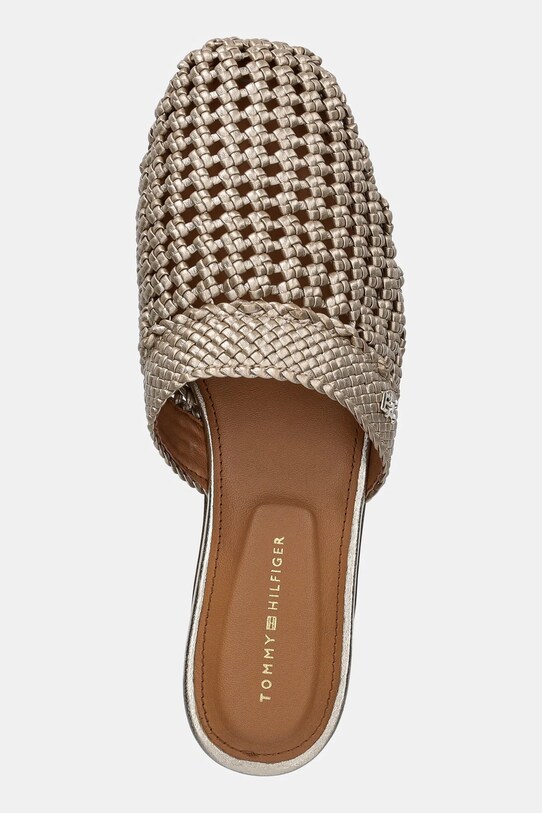 Tommy Hilfiger papuci CROCHET METALLIC LEATHER MULE aur FW0FW08606