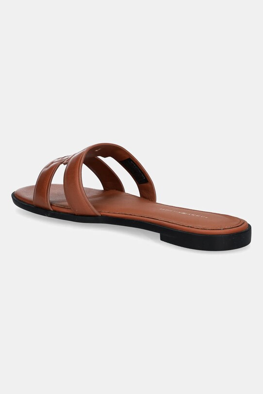 Obuwie Tommy Hilfiger klapki skórzane TH LOGO STRAP MULE FW0FW08671 brązowy