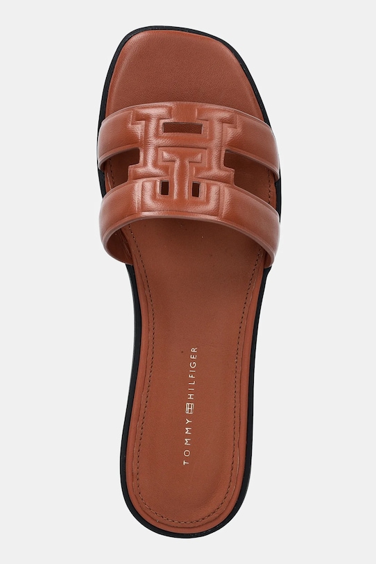 Кожаные шлепанцы Tommy Hilfiger TH LOGO STRAP MULE коричневый FW0FW08671