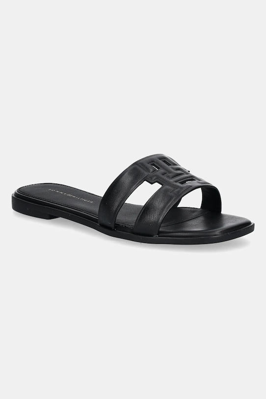 Кожаные шлепанцы Tommy Hilfiger TH LOGO STRAP MULE венский чёрный FW0FW08671
