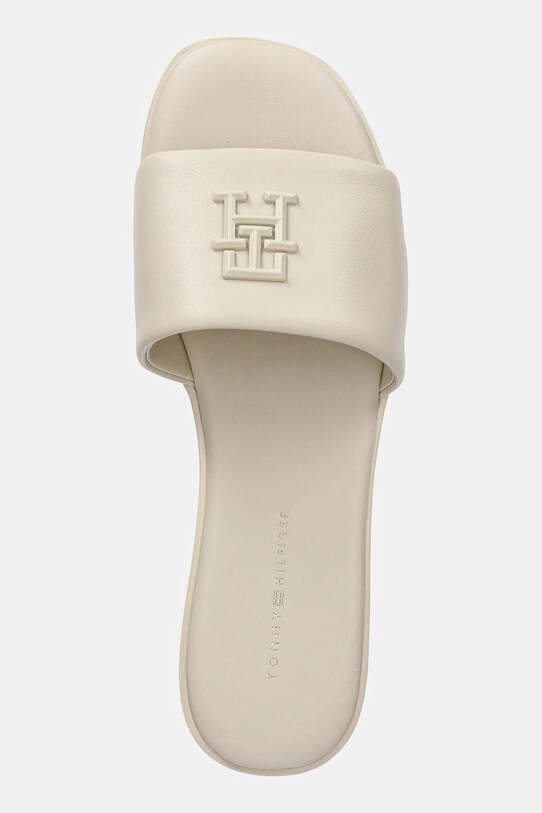 Δερμάτινες παντόφλες Tommy Hilfiger TH LOGO HARDWARE LEATHER MULE μπεζ FW0FW08806
