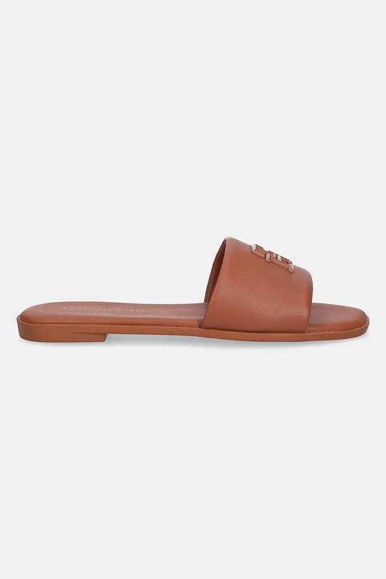 Δερμάτινες παντόφλες Tommy Hilfiger TH LOGO HARDWARE LEATHER MULE FW0FW08806 καφέ SS25