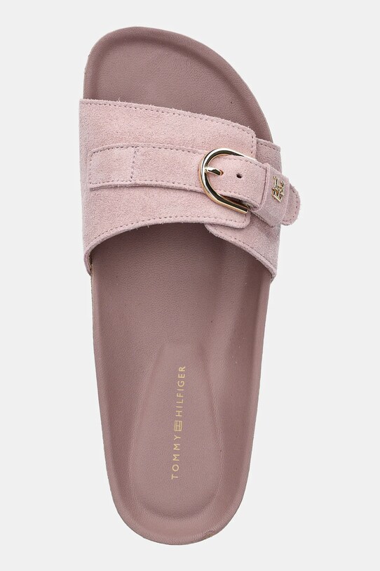 Semišové pantofle Tommy Hilfiger SOFT SUEDE ADJUSTABLE MULE růžová FW0FW08809