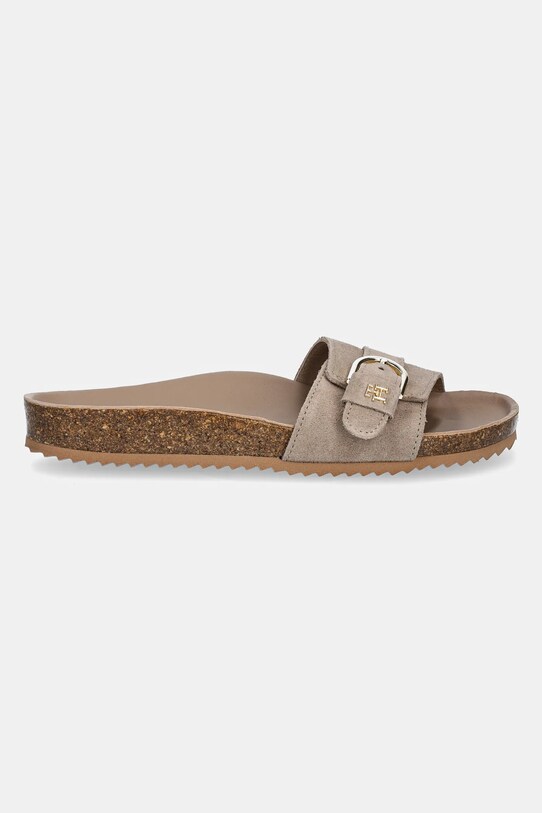 Παντόφλες σουέτ Tommy Hilfiger SOFT SUEDE ADJUSTABLE MULE FW0FW08809 μπεζ SS25
