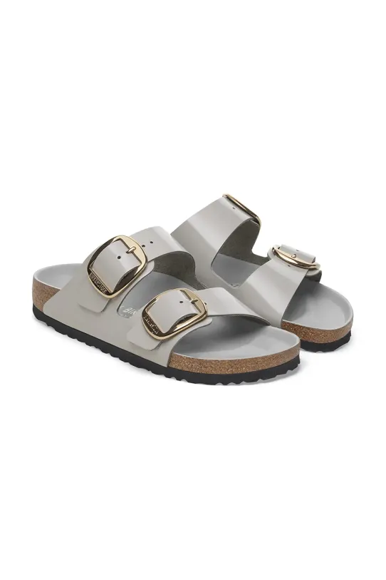 Birkenstock klapki skórzane Arizona Big Buckle szary 1029391