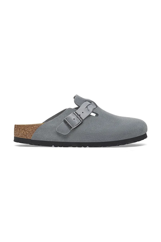 Велурени чехли Birkenstock Boston Braided равен син 1029086