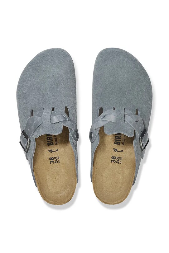 Birkenstock papuci din piele Boston Braided 1029086 albastru