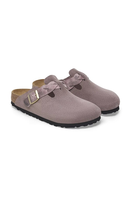 Semišové pantofle Birkenstock Boston Braided fialová 1029122