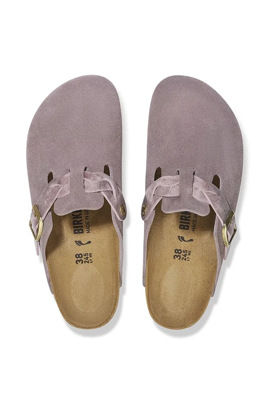 Semišové pantofle Birkenstock Boston Braided 1029122 fialová