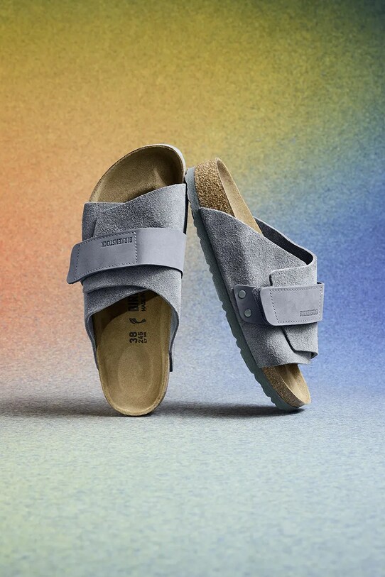Шкіряні шльопанці Birkenstock Kyoto 1029157 сірий