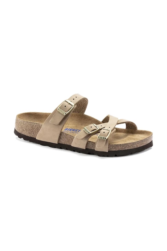 Birkenstock papuci din nubuc Franca SFB 1022973 bej SS25