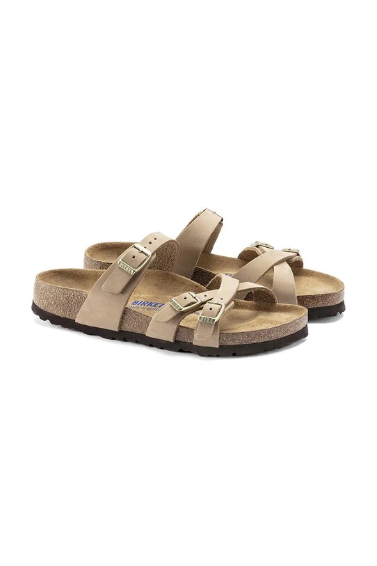 Birkenstock papuci din nubuc Franca SFB bej 1022973