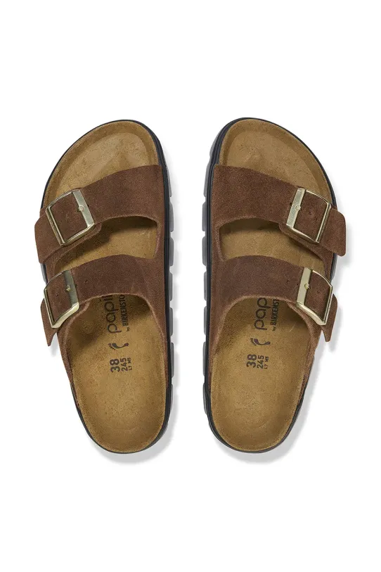 Birkenstock klapki zamszowe Arizona Chunky Birkenstock x Papillio 1028389 brązowy