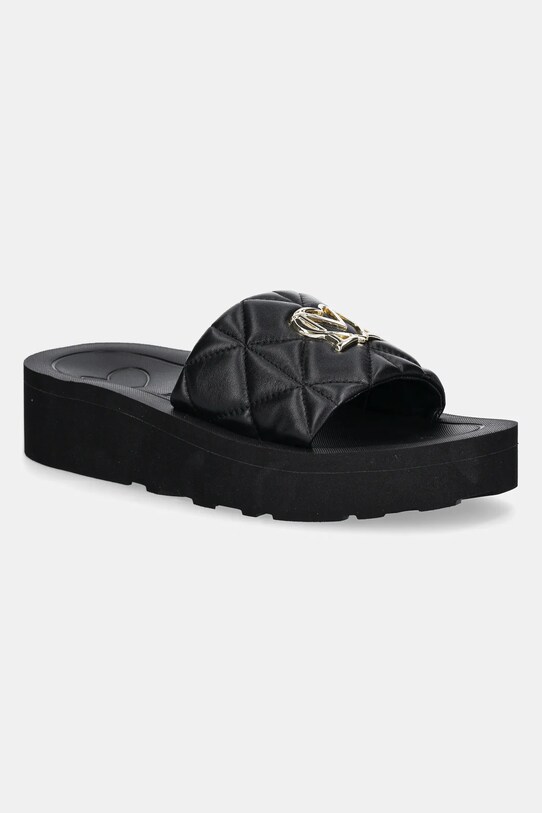 Love Moschino slapi de piele platformă negru JA28014I1MIE0000