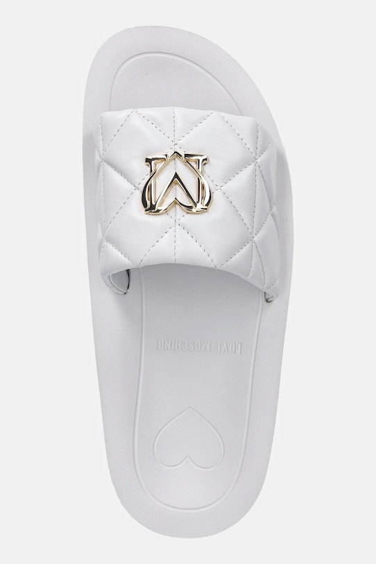 Love Moschino klapki skórzane biały JA28014I1MIE0100
