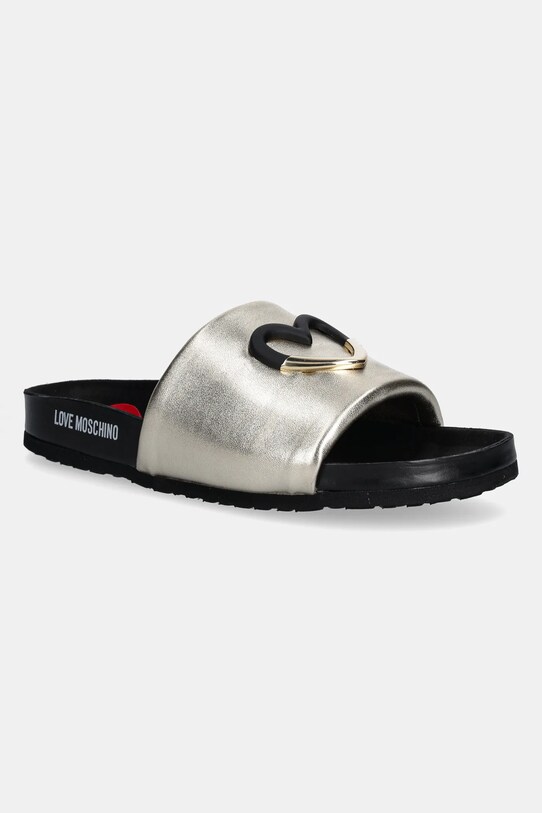 Kožené šľapky Love Moschino usňová koža zlatá JA28283G1MIF0900