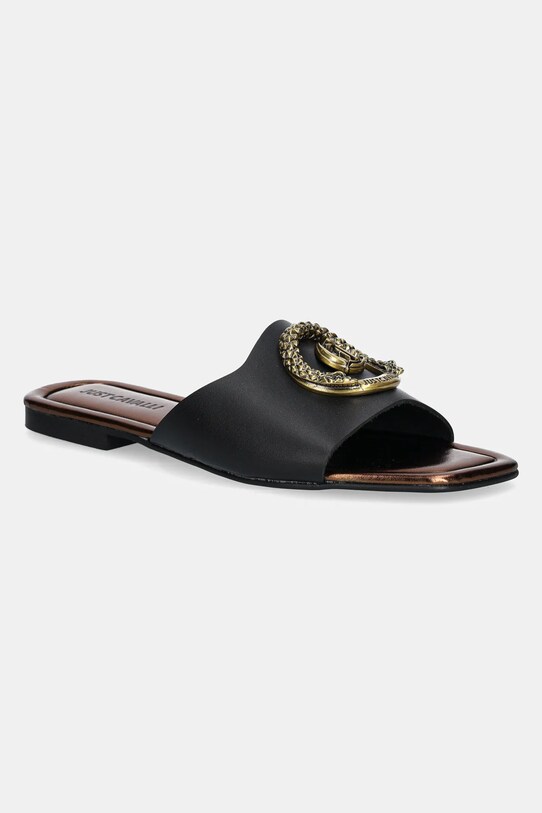 Just Cavalli șlapi de piele piele negru 78RA3S92ZPB20899