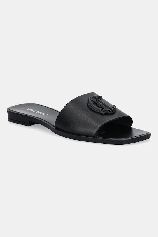 Just Cavalli bőr papucs nappa bőr fekete 78RA3S93ZPB20899