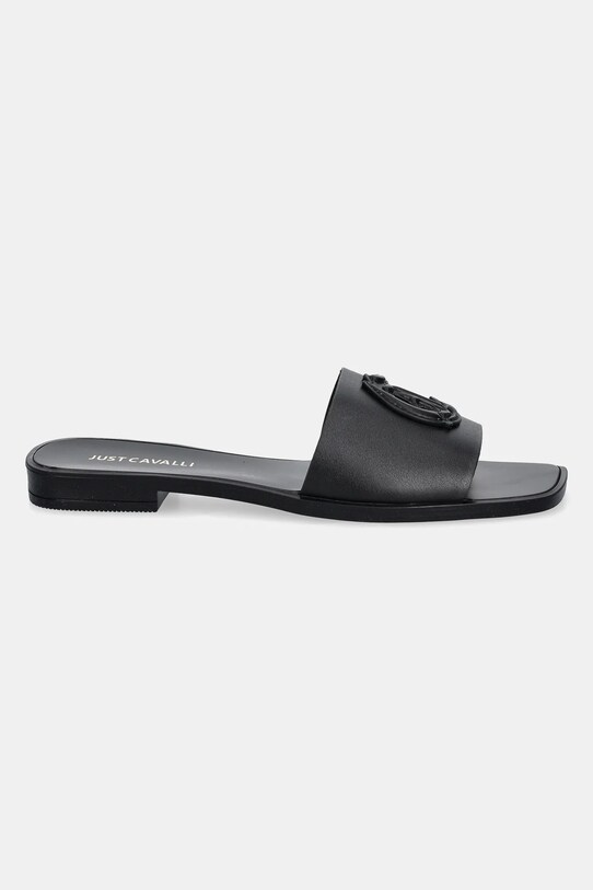 Just Cavalli bőr papucs 78RA3S93ZPB20899 fekete SS25