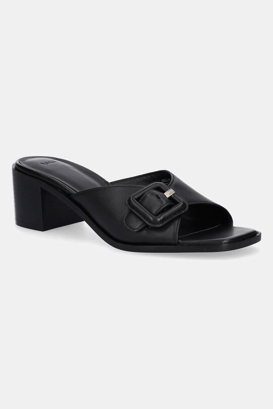 BOSS papuci de piele Charlize gros negru 50542206.001