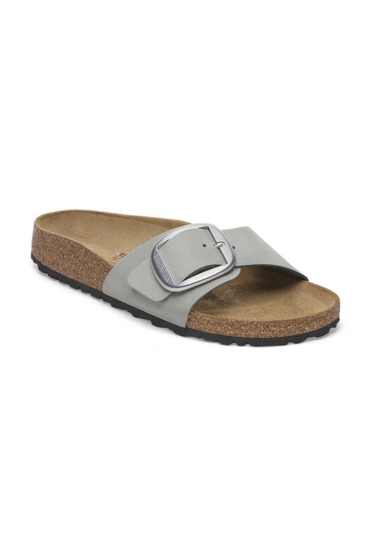 Birkenstock klapki nubukowe Madrid Big Buckle 1029292 niebieski SS25