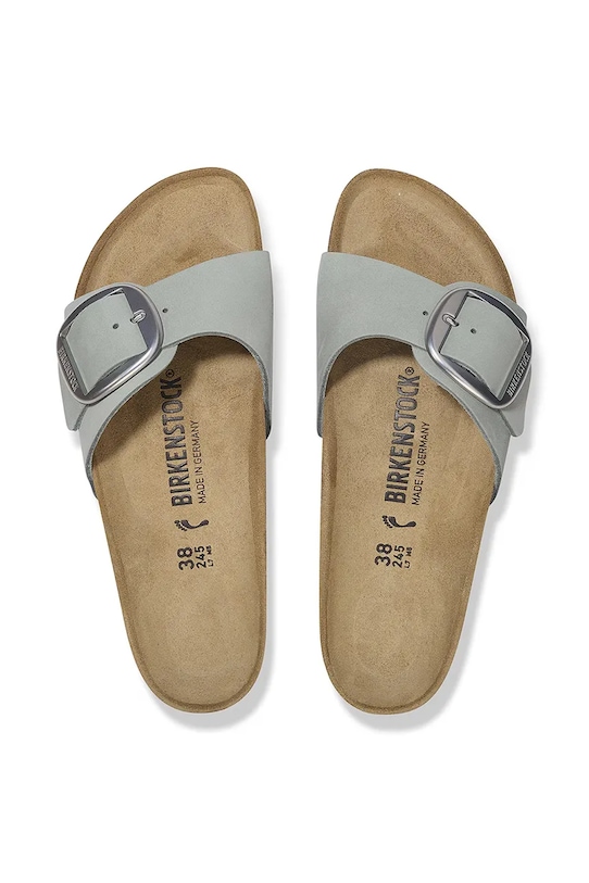 Birkenstock klapki nubukowe Madrid Big Buckle 1029292 niebieski