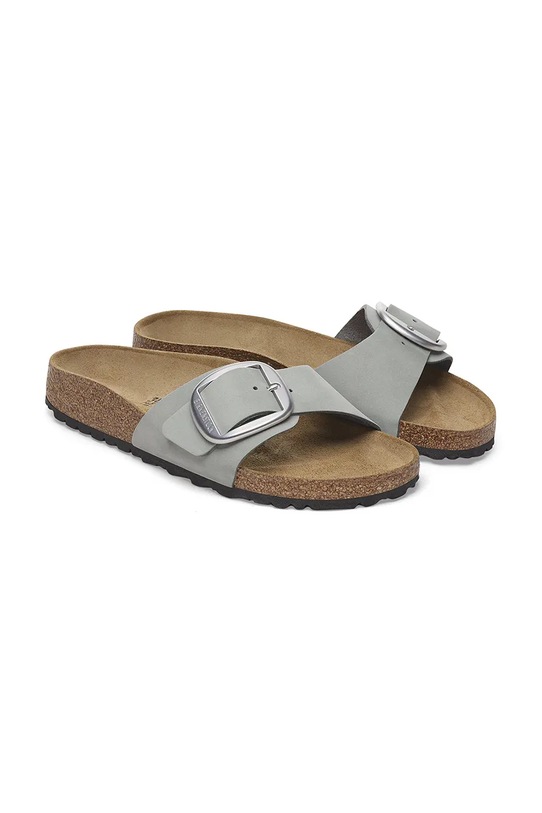 Birkenstock klapki nubukowe Madrid Big Buckle niebieski 1029293
