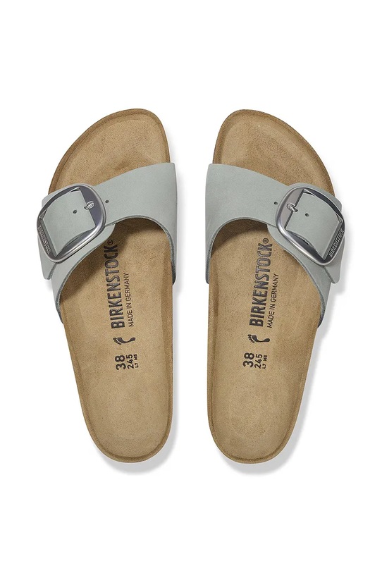 Birkenstock klapki nubukowe Madrid Big Buckle 1029293 niebieski