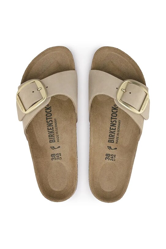 Nubukové šľapky Birkenstock Madrid Big Buckle 1024140 béžová